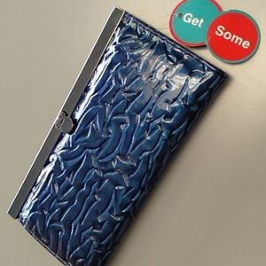 GET SOME navy blue ladies wallet with gunmetal hardware new with tags